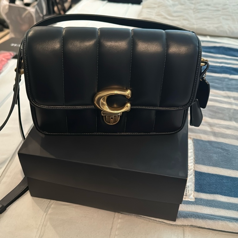 Coach  black hand bag  C good metal also dust bag.